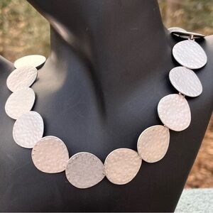 Vintage textured matte aluminum disc choker necklace